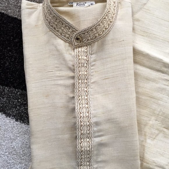 Men's Indian 3-Piece Kurta Pajama Set - Picture 2 of 2